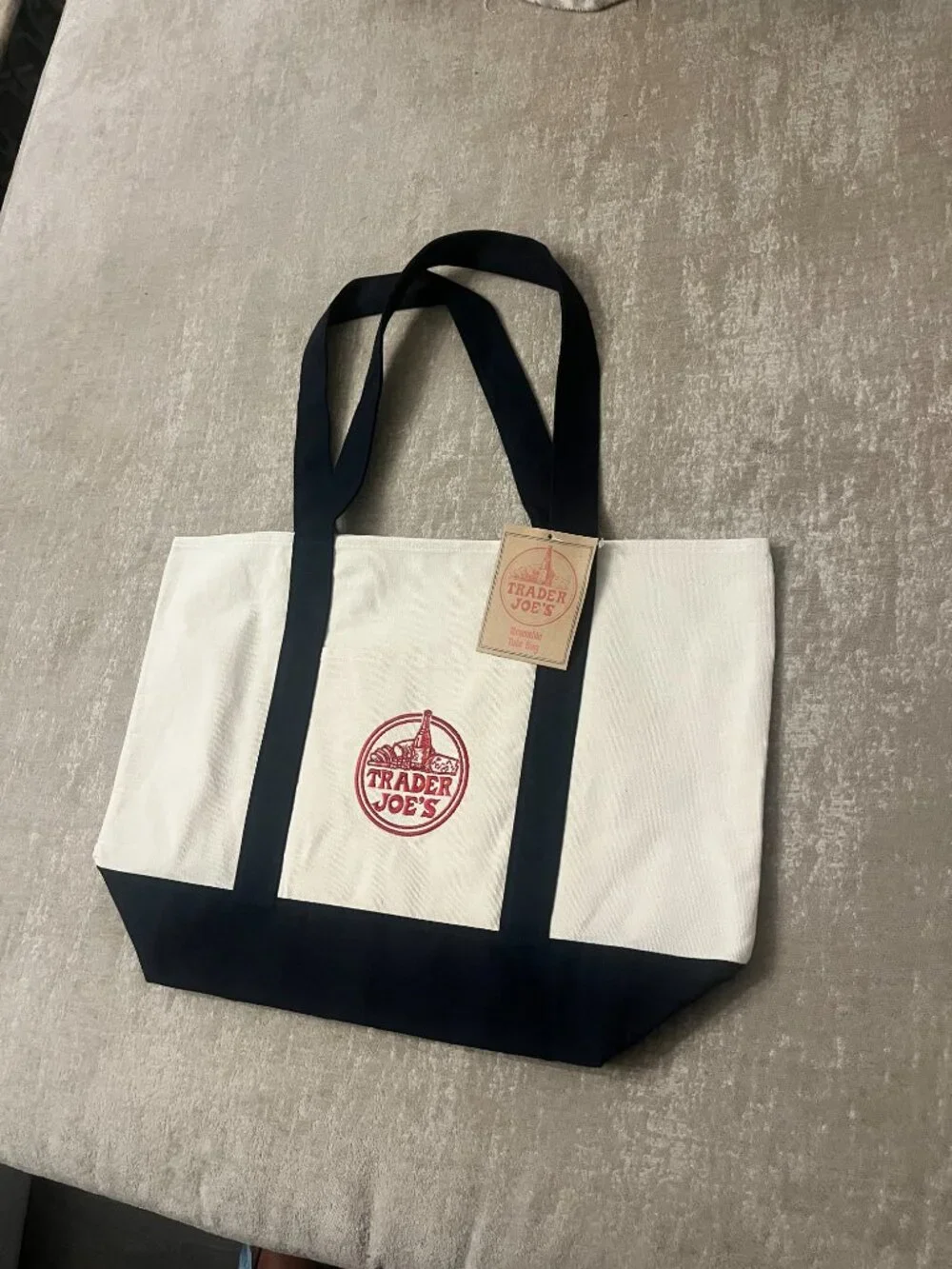 Trader Joe's Navy  Large Canvas Tote Bags (2)